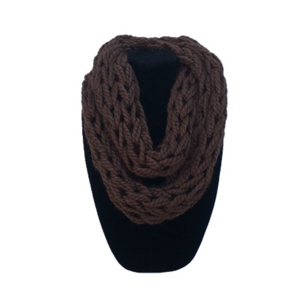 NWOT Brown Handknit Cozy Infinity Scarf